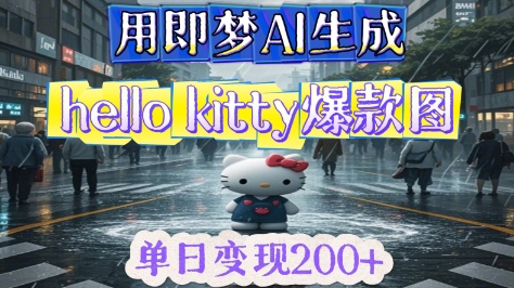 用即梦AI生成Hello Kitty爆款图，单日变现2张-星光网创