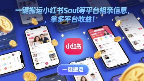 一键搬运小红书Soul等平台相亲信息，拿多平台收益!-星光网创