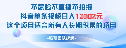 不露脸不直播不拍摄抖音单条视频日入1k+这个项目适合所有人长期积累的项目-星光网创