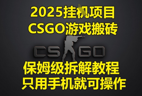 2025挂G项目，CSGO游戏搬砖，保姆级拆解教程，只用手机就可操作【揭秘】-星光网创