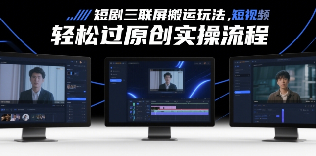 短剧三联屏搬运玩法，短剧搬运轻松过原创实操流程-星光网创