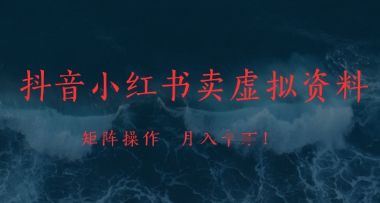 抖音小红书卖虚拟资料，市场需求一直存在，矩阵操作，月入1w+-星光网创