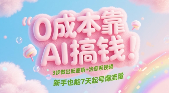 0成本靠AI搞钱！3步做出反差萌+治愈系视频，新手也能7天起号爆流量-星光网创