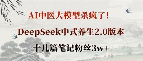 AI中医大模型杀疯了！DeepSeek中式养生2.0版本，十几篇笔记粉丝3w+-星光网创