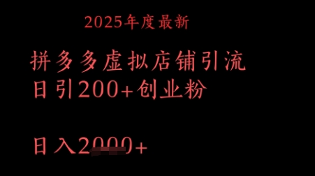 拼多多复制粘贴日引200+付费创业粉，月入1w最新教程-星光网创
