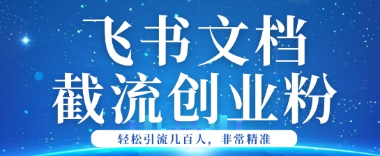 利用飞书文档截流创业粉轻松引流200+-星光网创