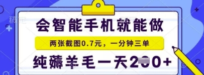 简单截图就能有收益，最适合小白做的副业，日入2张+轻轻松松-星光网创