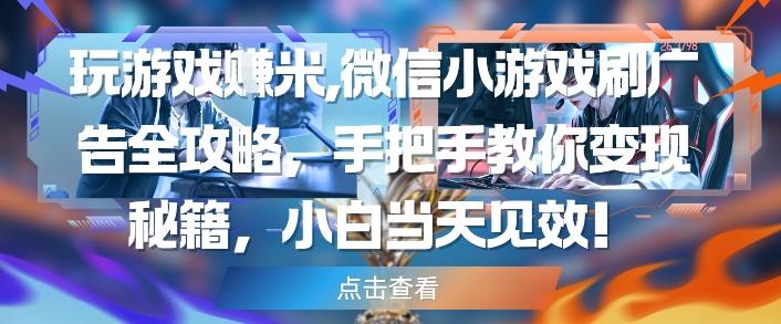 玩游戏挣米，微信小游戏刷广告全攻略，手把手教你变现秘籍，小白当天见效-星光网创