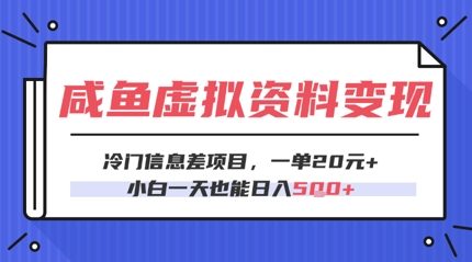 咸鱼虚拟资料变现，冷门信息差项目，一单20.小白一天也能日入5张-星光网创