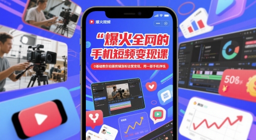 爆火全网的手机短视频变现课，0基础教你拍摄剪辑涨粉运营变现，用一部手机挣钱-星光网创