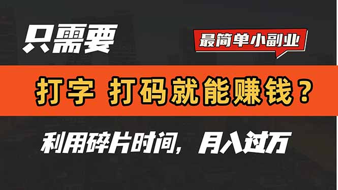 （14672期）只需要打字，打码，就能赚钱？简单的赚钱小副业，利用碎片时间，月入过万-星光网创