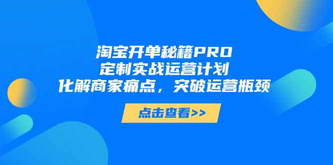 （14642期）淘宝开单秘籍PRO，定制实战运营计划，化解商家痛点，突破运营瓶颈-星光网创