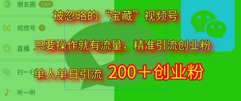 被忽略的“宝藏”视频号引流精准创业粉单人单日引流200+精准粉-星光网创