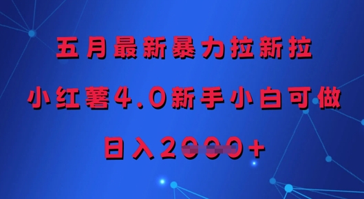 五月最新暴力拉新拉，小红薯4.0新手小白可做，日入多张-星光网创