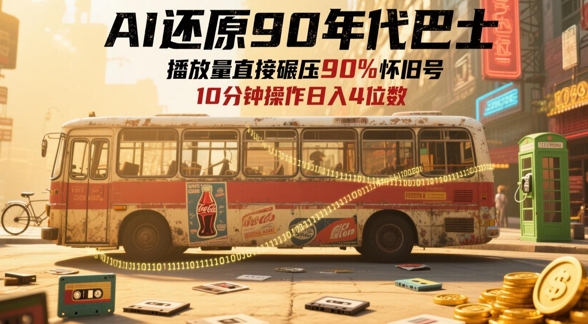 AI还原90年代巴士，一帧就让70后泪崩，播放量直接碾压90%怀旧号，每天操作十分钟，日入四位数-星光网创